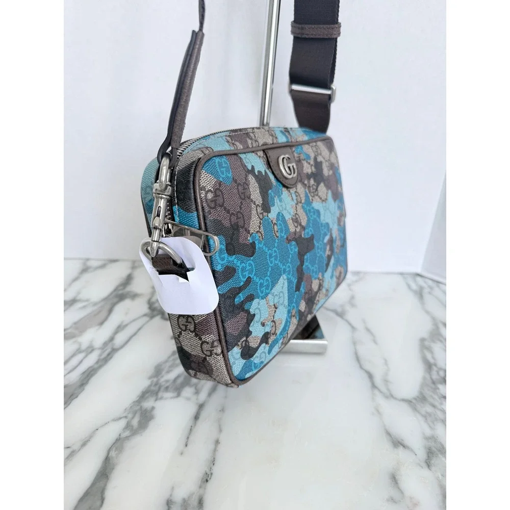 Gucci GG Marbled Pop Camo Crossbody Bag Blue Brown 839155 FAFHF 001